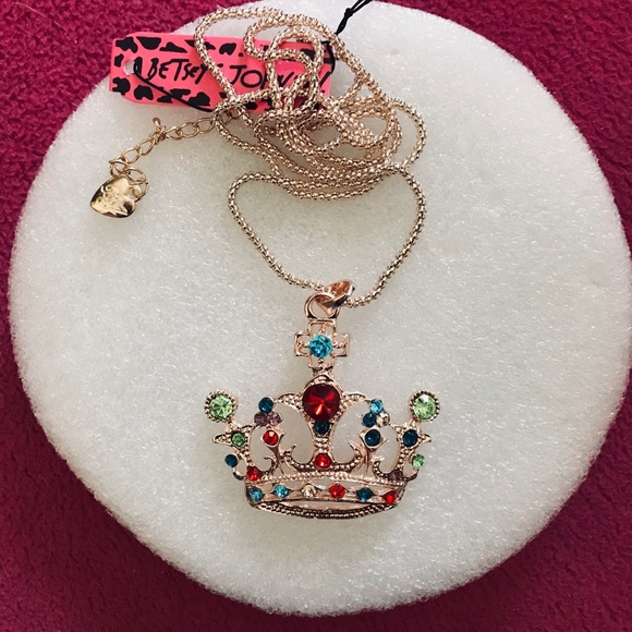 Betsey Johnson Jeweled Royal Crown Necklace - Picture 3 of 5